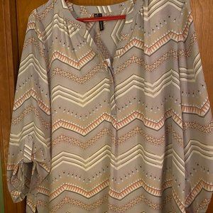 Beige and Orange patterned shirt, from Maurices, XL